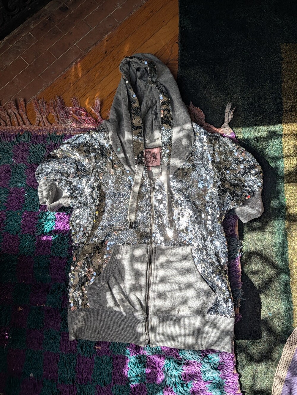 Vintage Juicy Couture Silver Sequin Zip-Up Hoodie